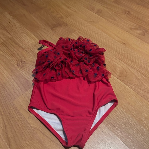 Nicole Miller Red Starry Ruffle Kids Toddler Swimsuit 2T - Picture 1 of 4